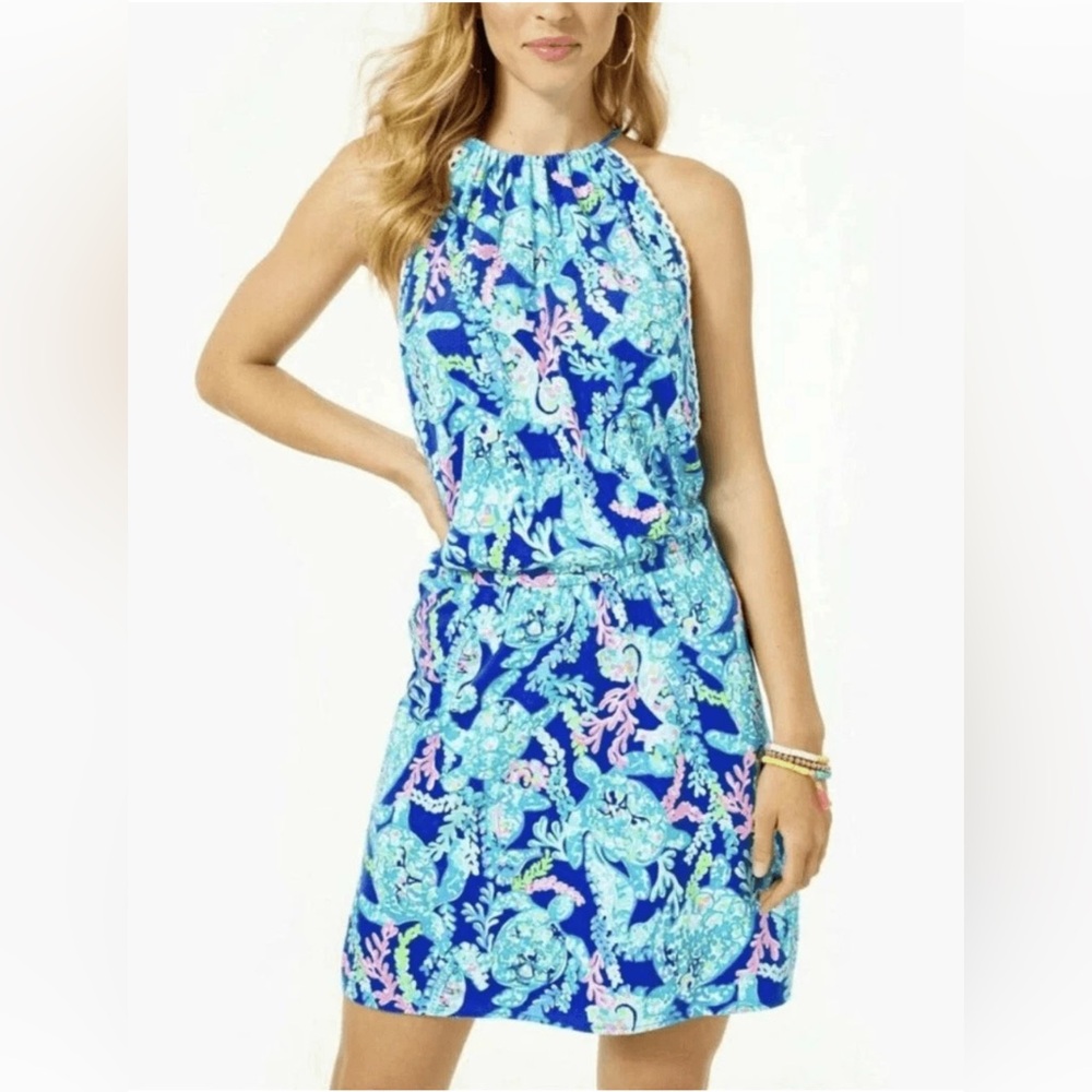 LILLY PULITZER Gianni Skort Romper Corsica Blue Turtle Villa Sz-Med Rt-138$ NWT